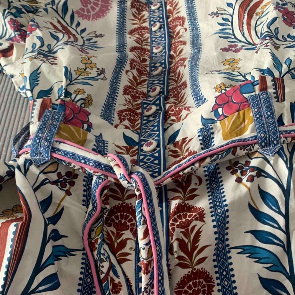 FARM Rio size XL Romantic lightness Multicolor Floral Romper puff sleeve white s - Picture 7 of 12
